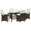 Lauko baldų komplektas Sodo valgomojo komplektas su pagalve 5 pcs Ruda poliratanas