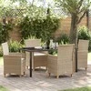 Lauko baldų komplektas Sodo valgomojo komplektas 5 pcs Smėlio poliratanas