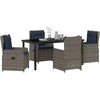 Lauko baldų komplektas Sodo valgomojo komplektas su pagalve 5 pcs Pilka Poli ratanas