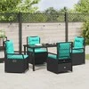 Lauko baldų komplektas Sodo valgomojo komplektas 5 pcs Juoda poliratanas