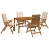 5-Piece Garden Dining Set Natūrali Kietos akacijos mediena