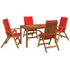 5-Piece Garden Dining Set Natūrali Kietos akacijos mediena