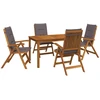 5-Piece Garden Dining Set Natūrali Kietos akacijos mediena