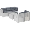 5-vietė sodo sofa su pagalvėlėmis Rataninio išvaizdos PP Balta
