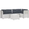 5-vietė sodo sofa su pagalvėlėmis Rataninio išvaizdos PP Balta