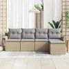 Lauko baldų komplektas Lauko sofa 5 vnt. Smėlio poliratanas