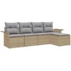 Lauko baldų komplektas Lauko sofa su pagalve 5 pcs Smėlio poliratanas