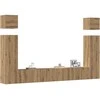 TV staliukas 6 dalių sieninis televizoriaus spintelės komplektas Artisan Oak