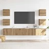 TV staliukas 6 dalių sieninis televizoriaus spintelės komplektas Artisan Oak
