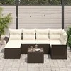 Sodo Sofų Rinkinys su pagalve 7 pcs Ruda Poli ratanas