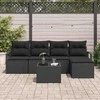 Lauko baldų komplektas Sofos komplektas su pagalve 6 pcs Juoda poliratanas