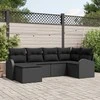 Lauko baldų komplektas Sodo Sofų Rinkinys 6 pcs Juoda poliratanas