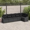 Lauko baldų komplektas Sofos komplektas su pagalve 6 pcs Juoda poliratanas