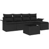 Lauko baldų komplektas Lauko sofa su pagalve 6 pcs Juoda poliratanas