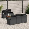 Lauko baldų komplektas Sodo Sofų Rinkinys su pagalve 6 pcs Juoda poliratanas