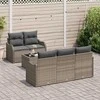 Sodo Sofų Rinkinys 6 pcs Pilka Poli ratanas, plienas ir stiklas