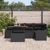 Sodo Sofų Rinkinys su pagalve 6 pcs Juoda poliratanas