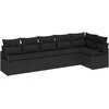 Lauko baldų komplektas Sofos komplektas 6 pcs Juoda poliratanas