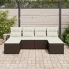 Sodo Sofų Rinkinys su pagalve 6 pcs Ruda Poli ratanas