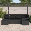 Lauko baldų komplektas Sofos komplektas su pagalve 6 pcs Juoda poliratanas