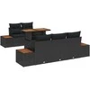 Lauko baldų komplektas Sodo Sofų Rinkinys su saugykla 6 pcs Juoda Poli ratanas