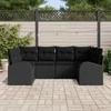 Sodo Sofų Rinkinys su pagalve 6 pcs Juoda Poli ratanas