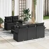 Lauko baldų komplektas Sofos komplektas su pagalve 6 pcs Juoda poliratanas