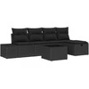 Lauko baldų komplektas Sodo Sofų Rinkinys su pagalve 6 pcs Juoda poliratanas