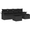 Sodo Sofų Rinkinys su pagalve 6 pcs Juoda Poli ratanas