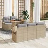 Lauko baldų komplektas Sodo Sofų Rinkinys su saugykla 6 pcs Smėlio Poli ratanas