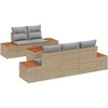 Sodo Sofų Rinkinys su pagalve 6 pcs Smėlio Poli ratanas