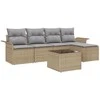 Lauko baldų komplektas Lauko sofa su pagalve 6 pcs Smėlio poliratanas