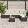 Lauko baldų komplektas Sodo Sofų Rinkinys su pagalve 6 pcs Juoda Poli ratanas