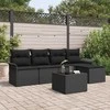Lauko baldų komplektas Sodo Sofų Rinkinys su pagalve 6 pcs Juoda poliratanas