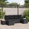 Lauko baldų komplektas Sodo Sofų Rinkinys su pagalve 6 pcs Juoda poliratanas