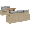 Sodo Sofų Rinkinys su saugykla 6 pcs Smėlio Poli ratanas