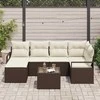 Lauko baldų komplektas Sofos komplektas 7 pcs Ruda poliratanas