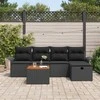 Lauko baldų komplektas Sodo Sofų Rinkinys su pagalve 6 pcs Juoda poliratanas