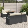Sodo Sofų Rinkinys su pagalve 6 pcs Juoda ir kreminė