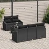 Sofos komplektas su pagalve su pagalve 6 pcs Juoda poliratanas