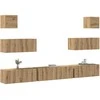 TV staliukas 7 dalių sieninis televizoriaus spintelės komplektas Artisan Oak