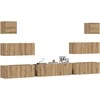TV staliukas 7 dalių sieninis televizoriaus spintelės komplektas Artisan Oak