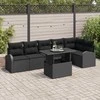 Sodo Sofų Rinkinys su pagalve 7 pcs Juoda Poli ratanas