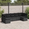 Sodo Sofų Rinkinys su pagalve 7 pcs Juoda poliratanas