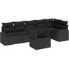 Sodo Sofų Rinkinys su pagalve 7 pcs Juoda Poli ratanas