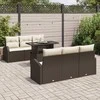 Sodo Sofų Rinkinys su pagalve 7 pcs Ruda Poli ratanas