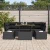 Sodo Sofų Rinkinys su saugykla 7 pcs Juoda Poli ratanas