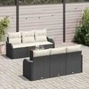 Lauko baldų komplektas Sodo Sofų Rinkinys 7 pcs Juoda ir kreminė poliratanas