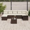 Sodo Sofų Rinkinys su pagalve 8 pcs Ruda Poli ratanas