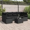 Sodo Sofų Rinkinys 7 pcs Juoda Poli ratanas, plienas ir stiklas